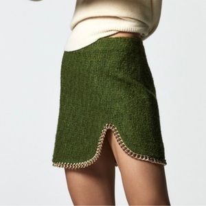 Green Knit Zara Skirt with Gold Chain edge